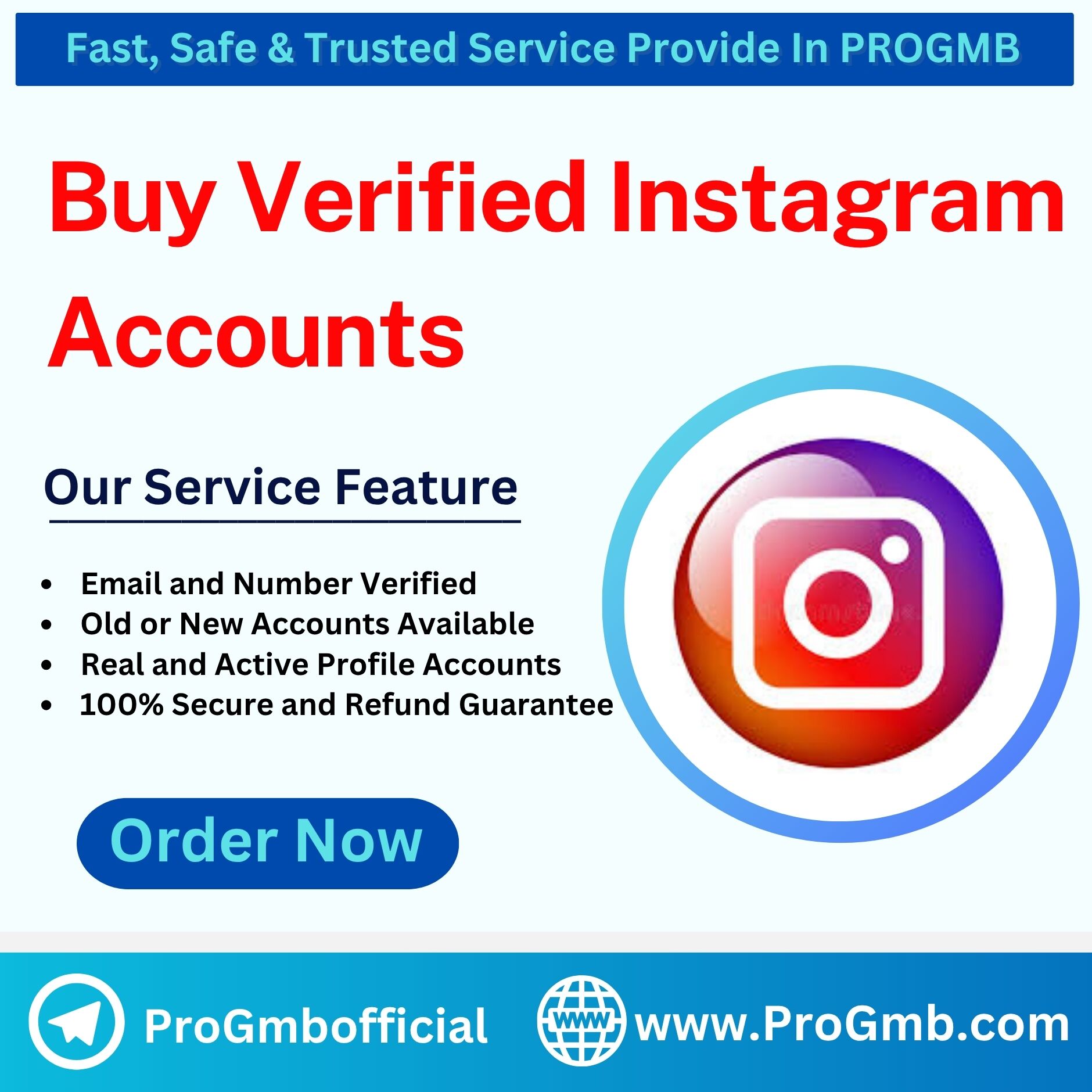 Buy Verified Instagram Accounts from PROGMB and start your creator journey now. Our account is 100% verified, secure, and ready to use.